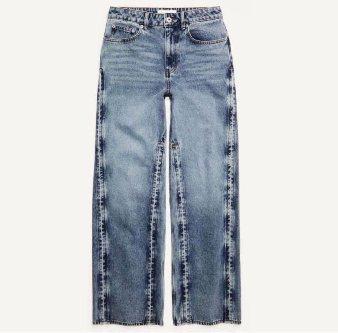 サイドスリットワイドデニム　グレンマーティンス　h m glenn