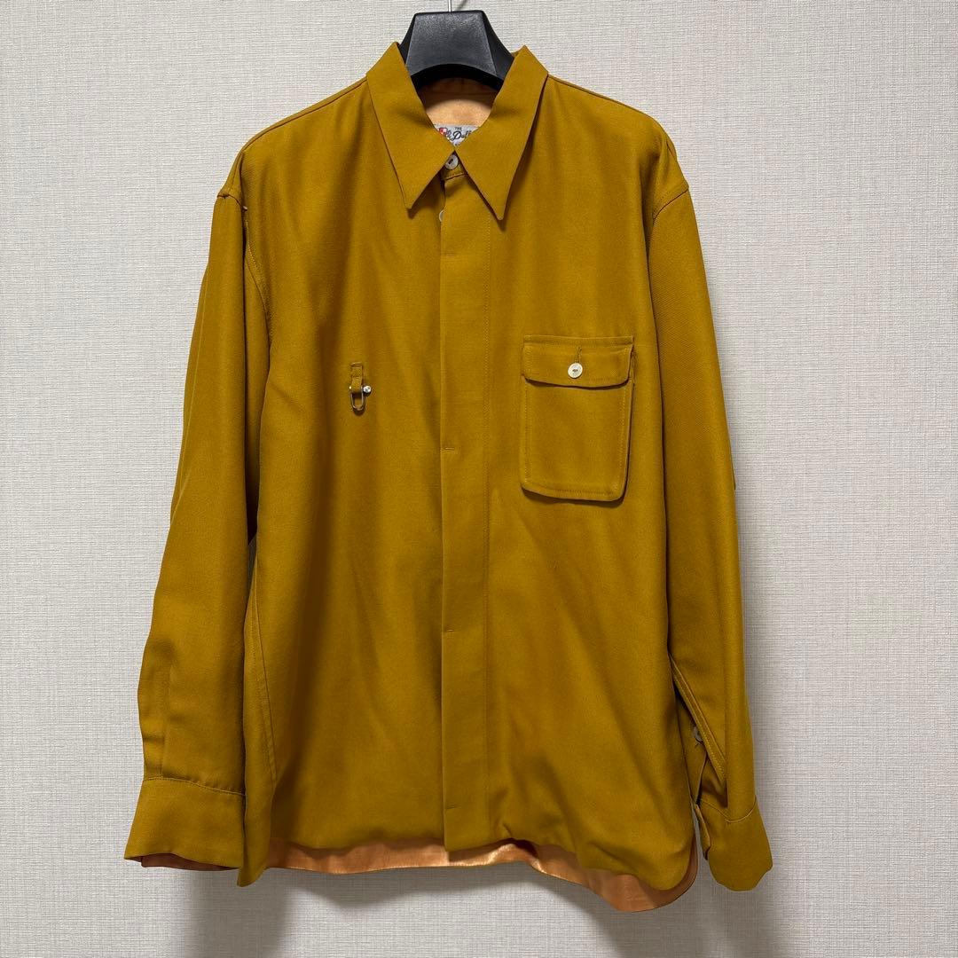 ヴィンテージ イングランド製 総サテン 比翼 オーバーサイズ シャツジャケット