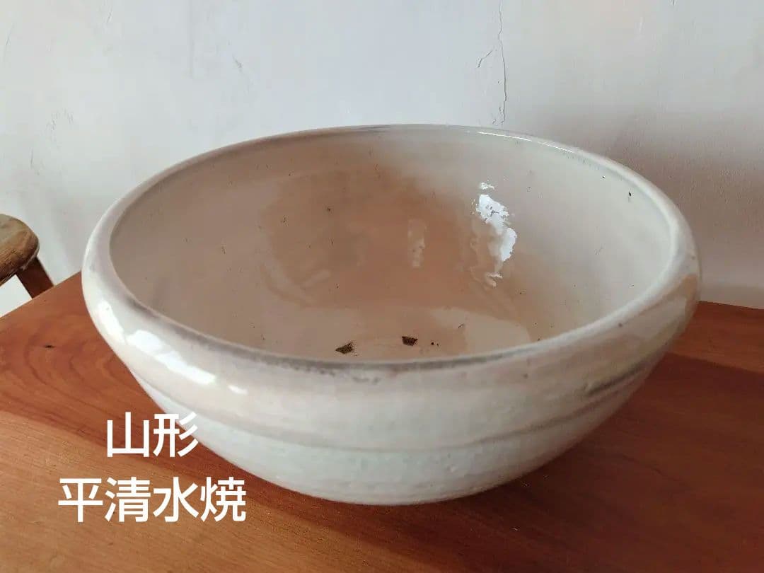 民藝 古道具 平清水焼 こね鉢 メダカ鉢 睡蓮鉢 金魚鉢 ビオトープ 古いこね鉢 幅35cm 古瀬戸 美色 メダカ鉢 金魚鉢 睡蓮鉢 ビオトープ 古