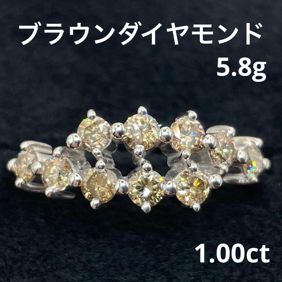 Luckyはっぴぃ pt900 ブラウン　ダイヤモンド　リング