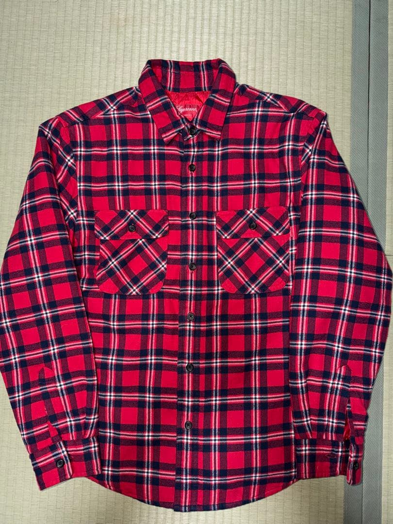 トップス supreme arc logo quilted flannel shirt