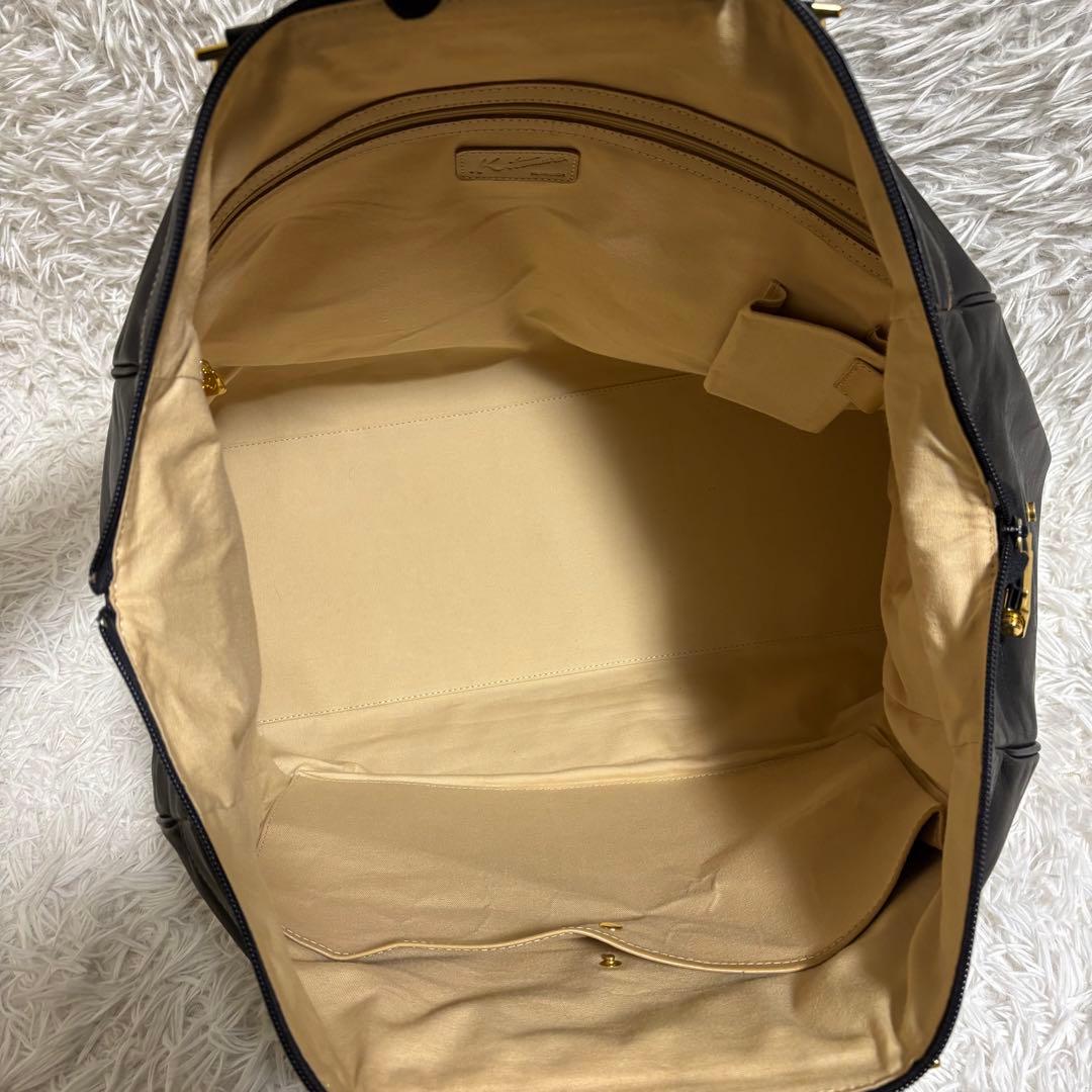 ✨極美品✨キタムラ ボストンバッグ ロゴ型押し ゴールド金具 大容量