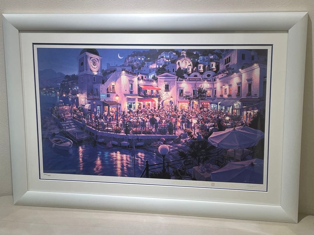 笹倉鉄平代表作、限定ミックスドメデイア版画「カフェ・ベラノッテ」