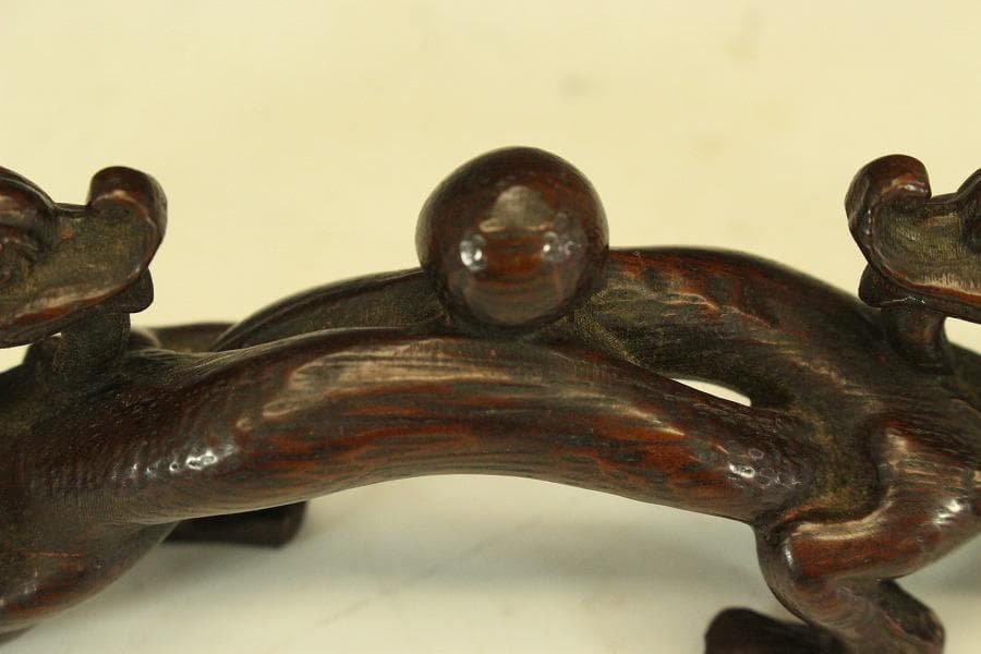 中国美術 竹根 刻 双龍 筆架 文房具(HA384) - メルカリ