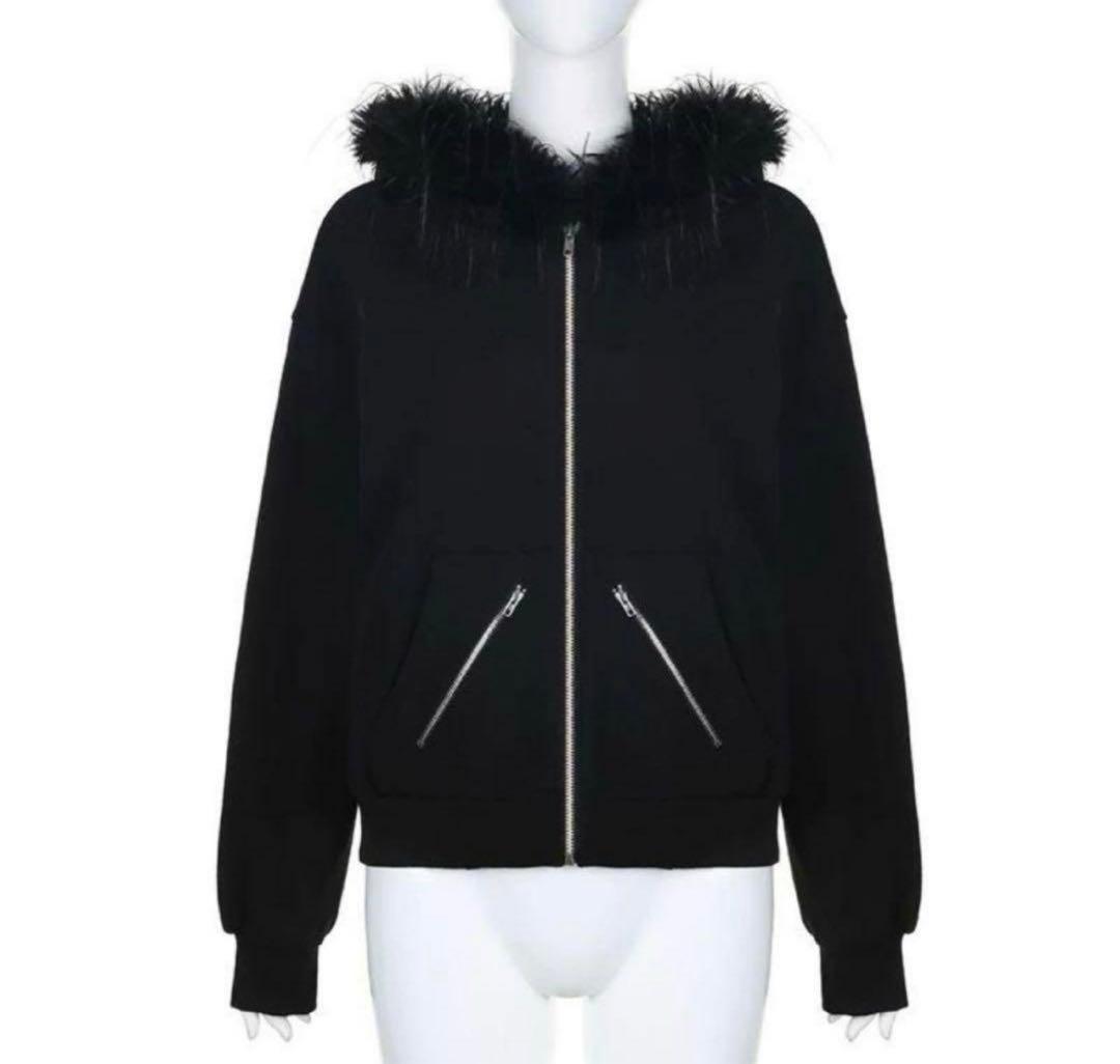 短丈ファージップパーカー opium y2k パンク - メルカリ