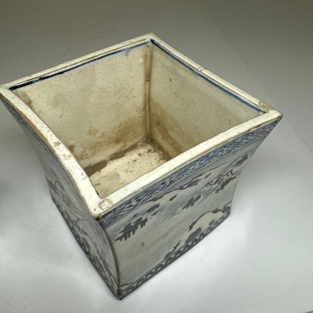 乾山作 雪景山水火入 一対 木箱付 幅約9㎝ 本Y7-0414☆1Fトトオカ