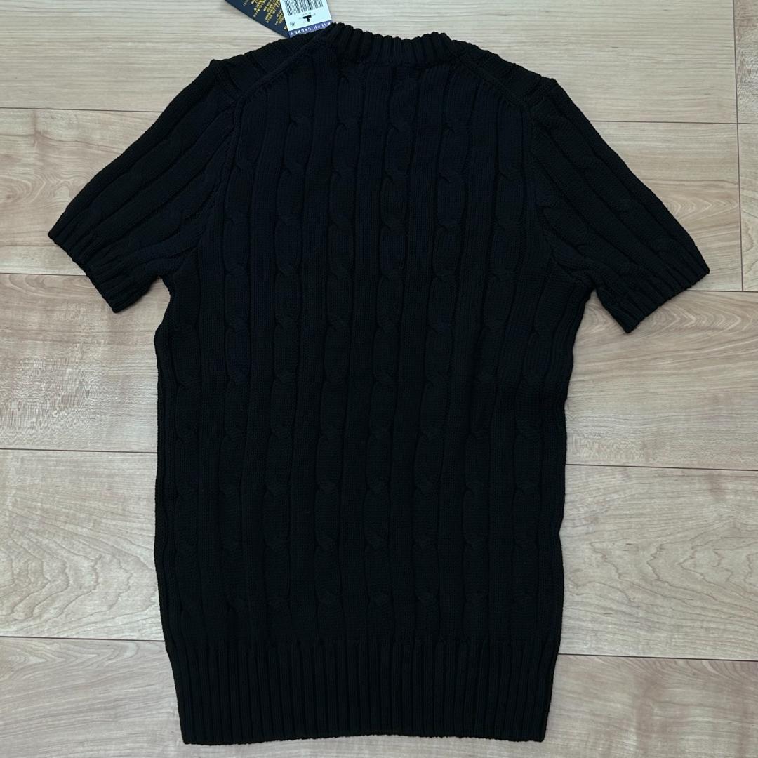 新品正規品】POLO ラルフローレン ケーブルニット 半袖M ブラック黒
