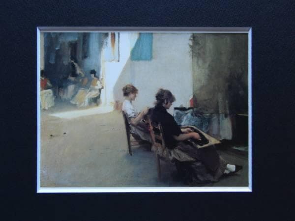 ジョン・シンガー・サージェント、ビーズを編む人、ヴェネチア、希少画集画