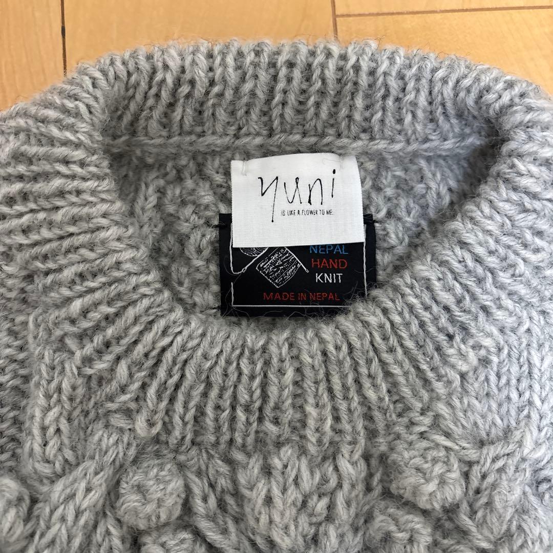 北欧、暮らしの道具店 yuni / ユニ / 植物柄のハンドニット 別注グレー