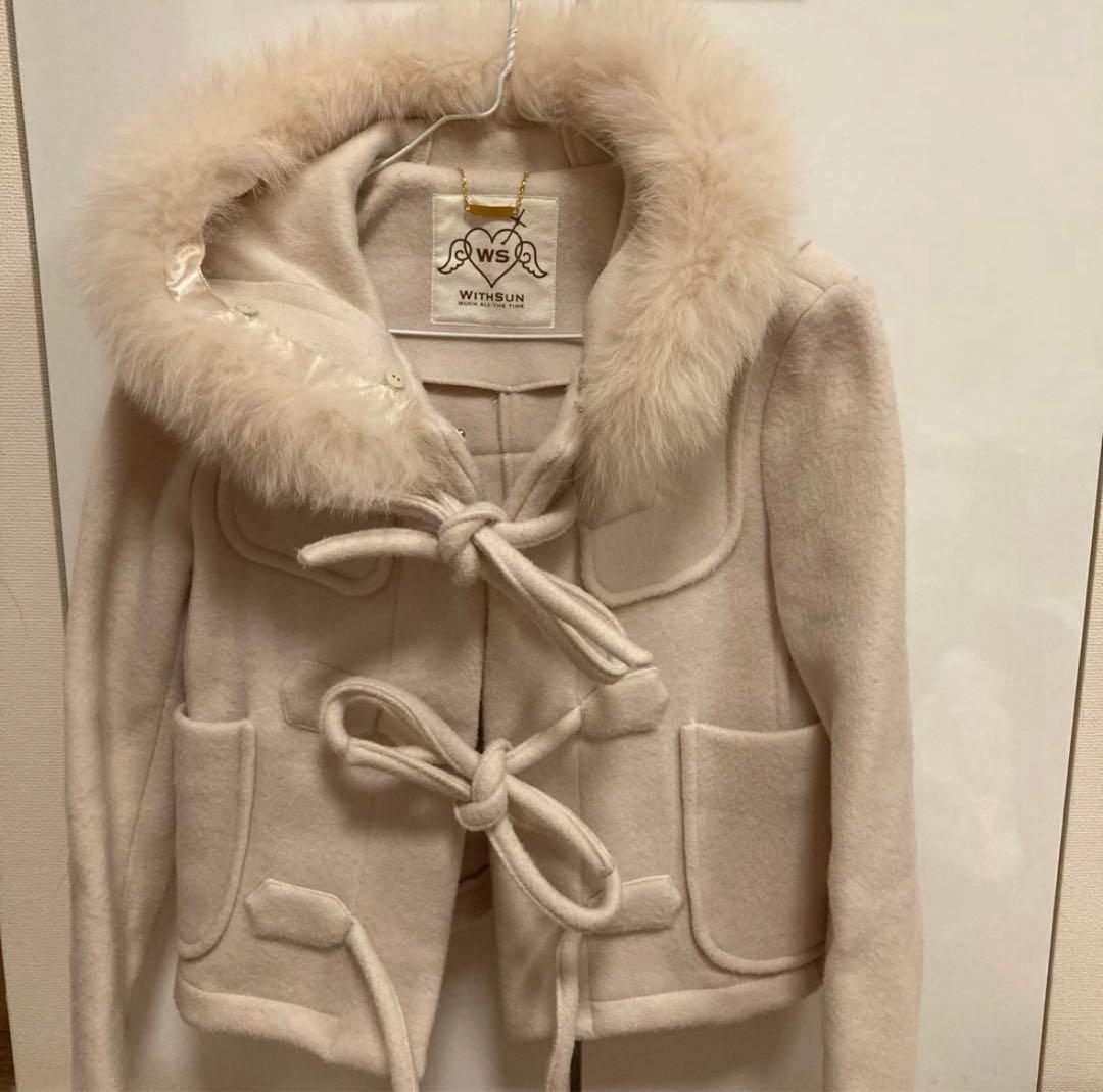 WITHSUN リボンファーダッフルショートコート