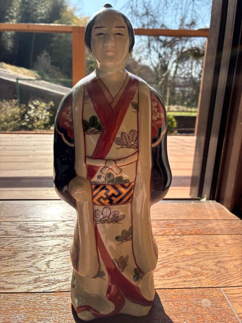 特大40cm 希少 有田焼、円左エ門窯　 陶器人形 置物 時代風俗 色絵 骨董