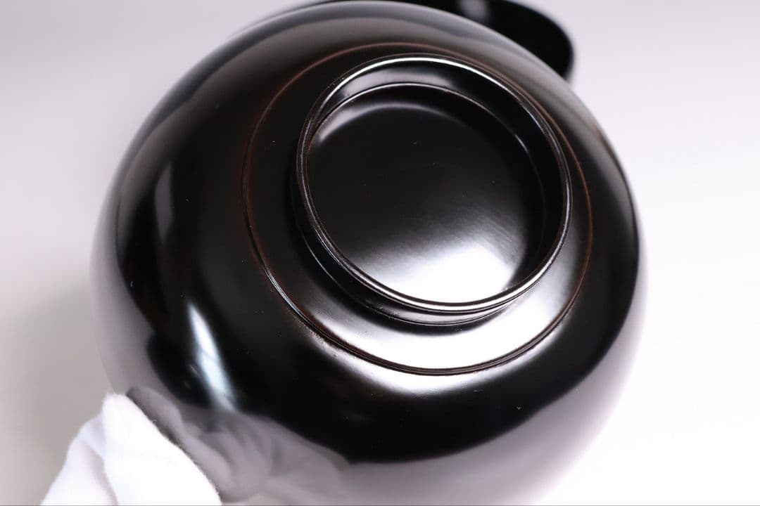 MB195】輪島塗 天然木漆塗 黒塗椀 二客 蒔絵 大和絵 源氏絵 人物 昭和