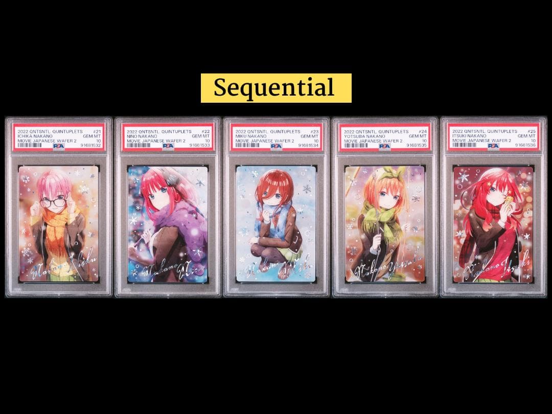 PSA10 連番　一花 二乃 三玖 四葉 五月 五等分の花嫁 ウエハースカード