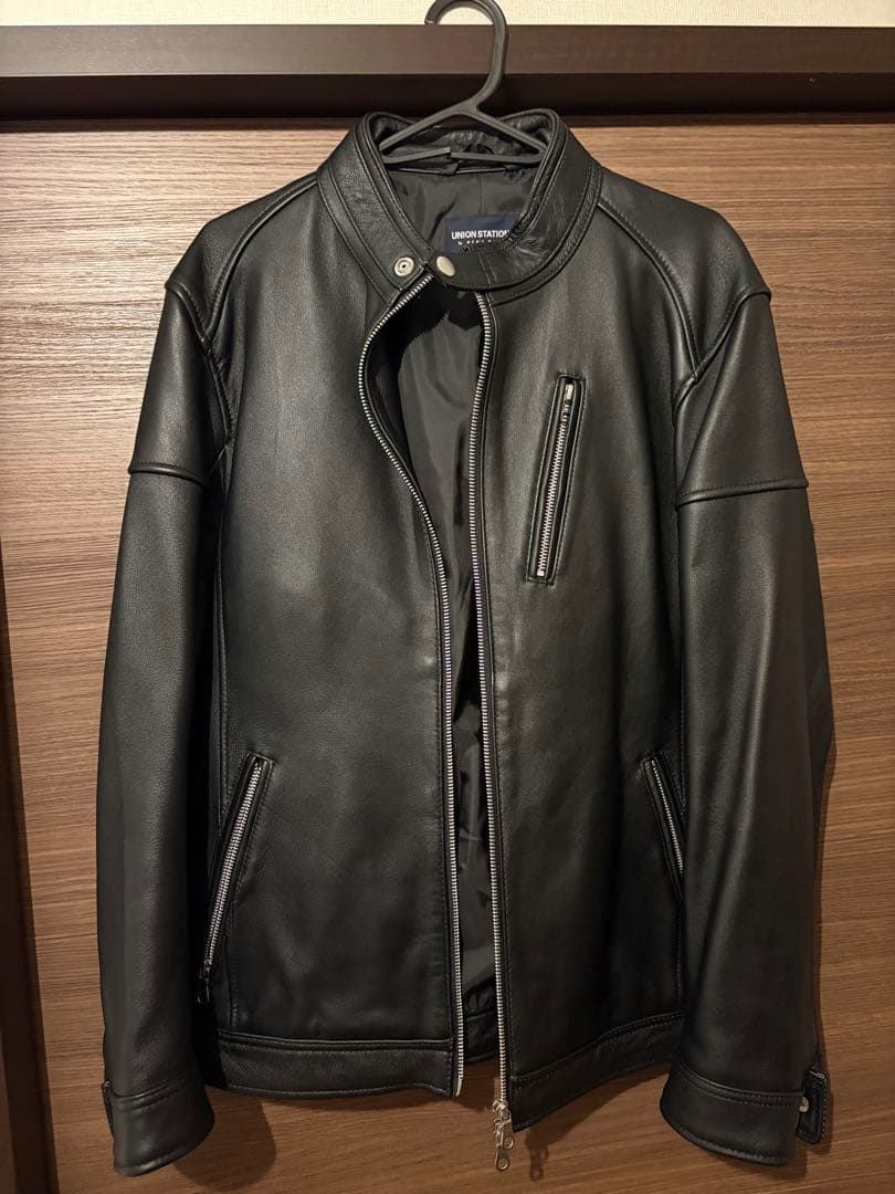 UNION STATION ブラック シングルライダースジャケット