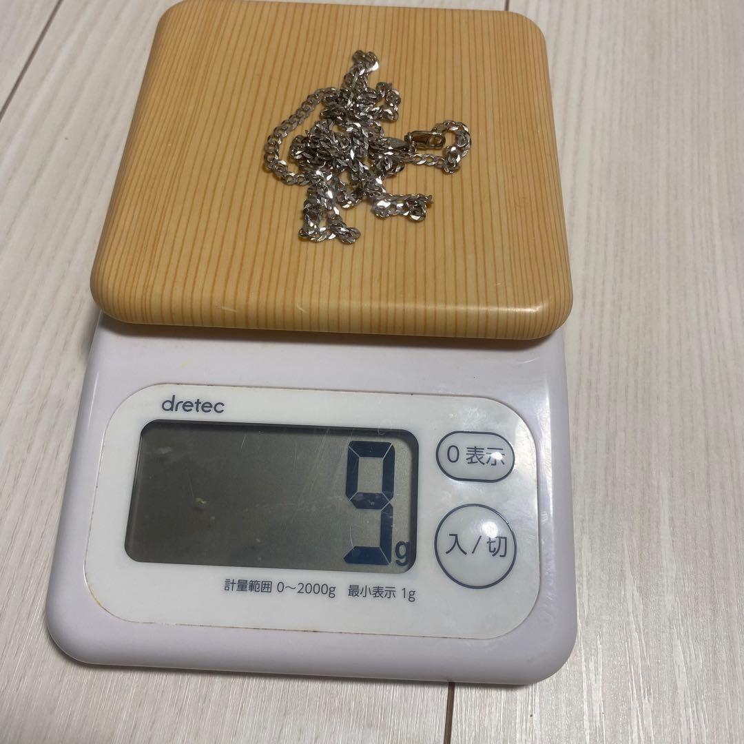 10k ホワイトゴールド　キューバンチェーン　ネックレス