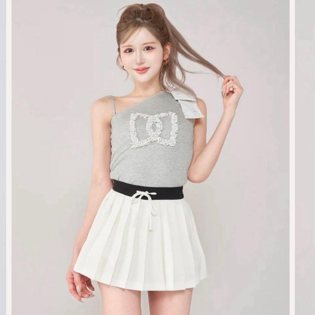 ダーリッチ ビックリボンワンショルトップス グレー 新品タグ付き