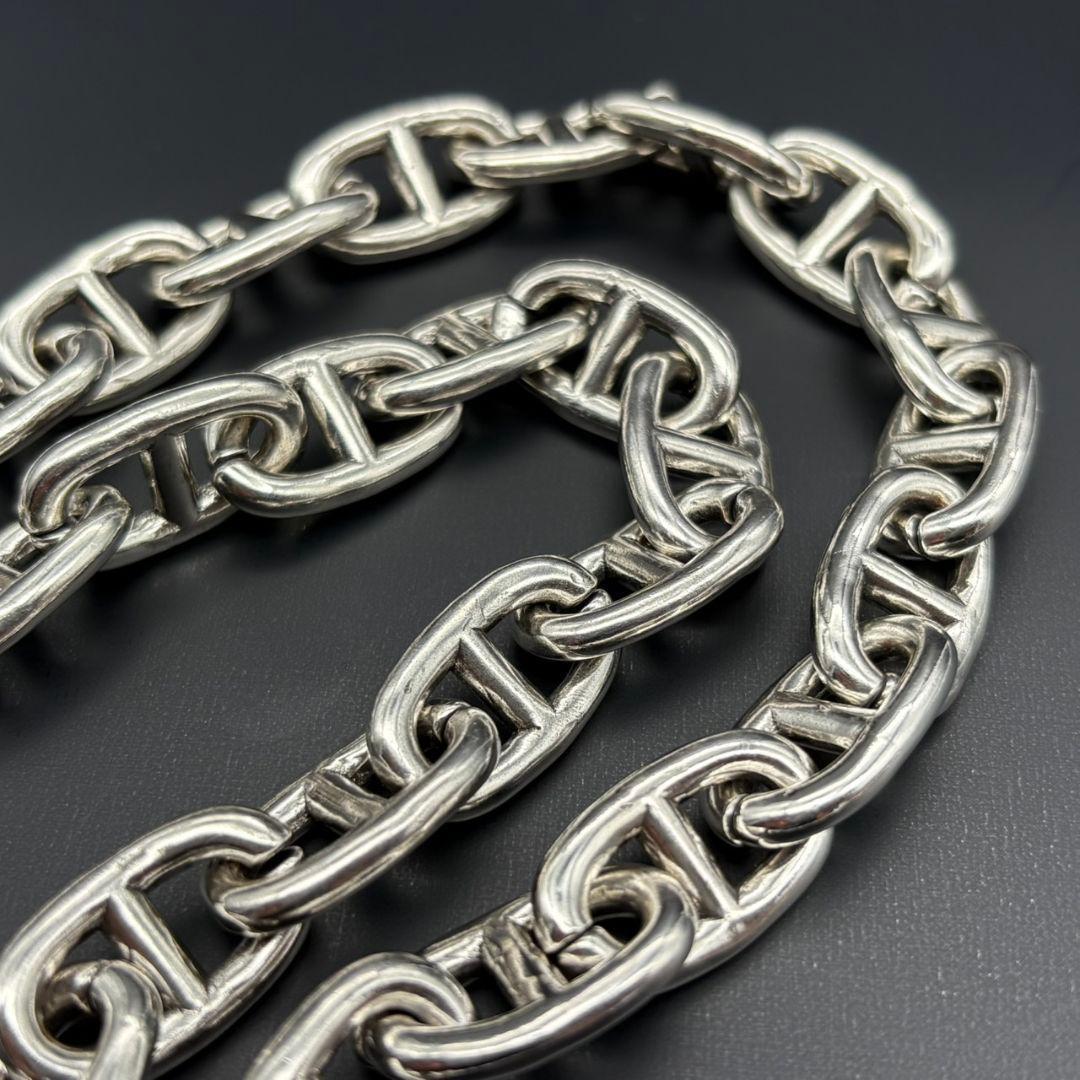 ヴィンテージ シルバー 925 シェーヌ ネックレス アンカー チェーン