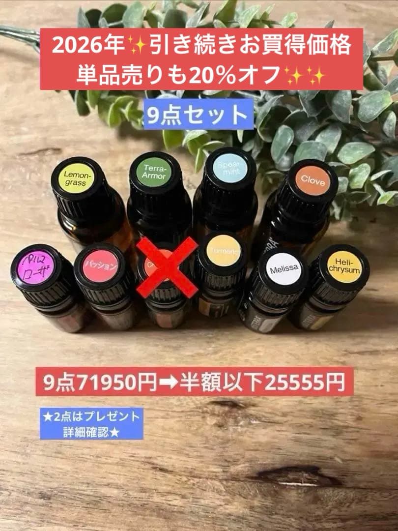 期間限定お買い得❣️ドテラ高級オイル2種類他8種類の9本セット　訳あり！