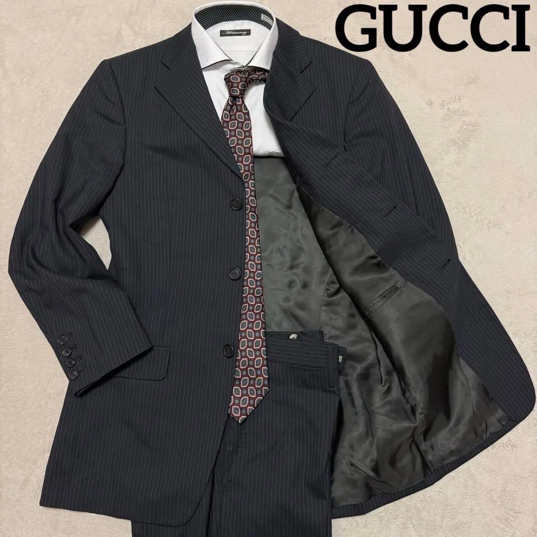 グッチ スーツセットアップ ダークグレー ストライプ 44 S - メルカリ