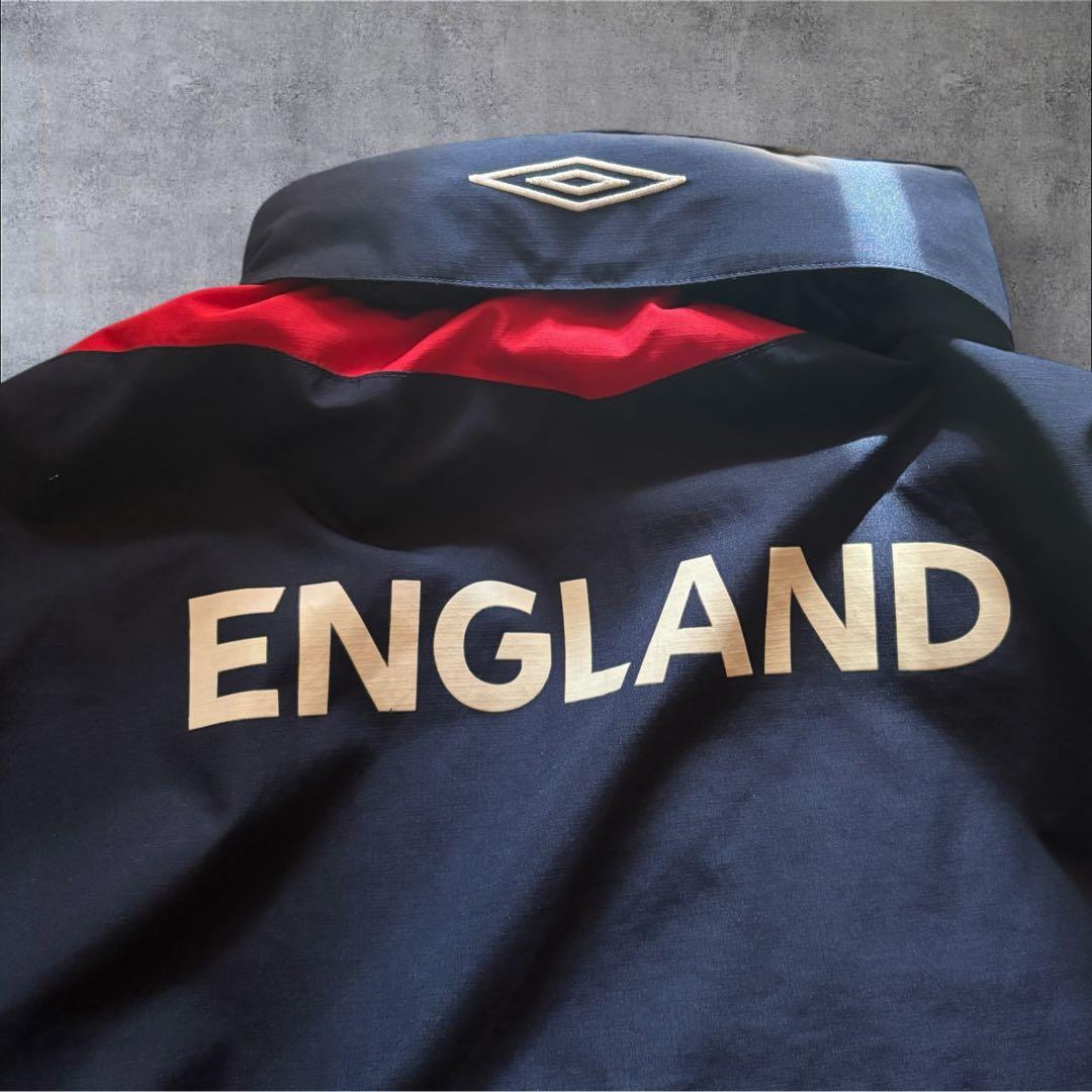 O22】UMBRO×イングランド代表刺繍ナイロンジャケットLネイビー×赤×白