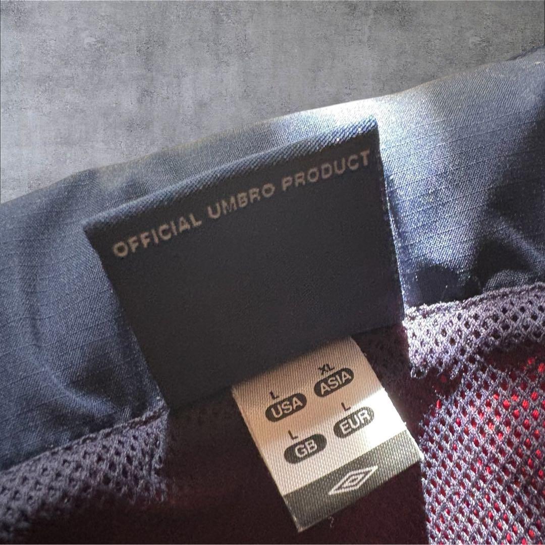 O22】UMBRO×イングランド代表刺繍ナイロンジャケットLネイビー×赤×白