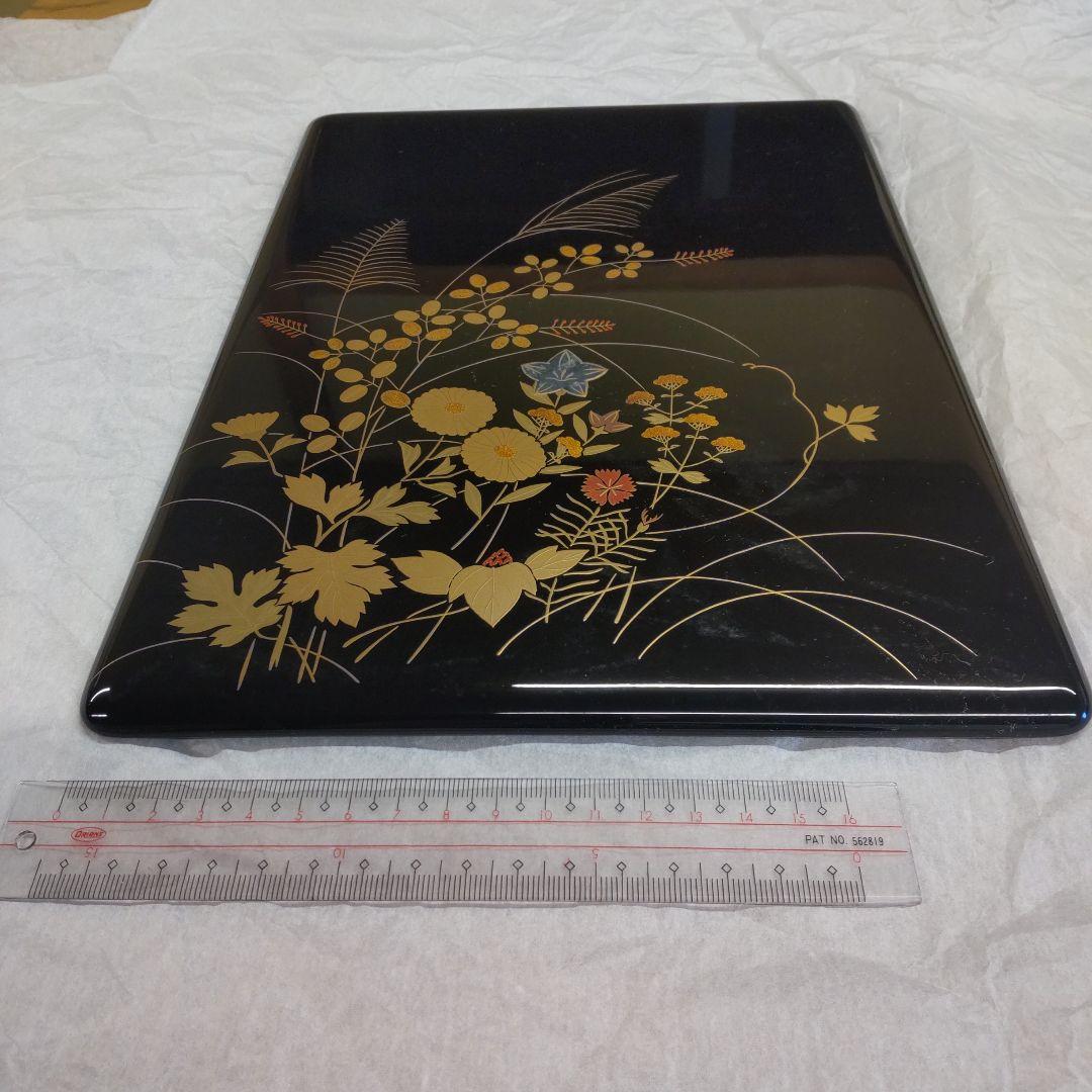 輪島塗漆器 文箱 花柄 金箔装飾