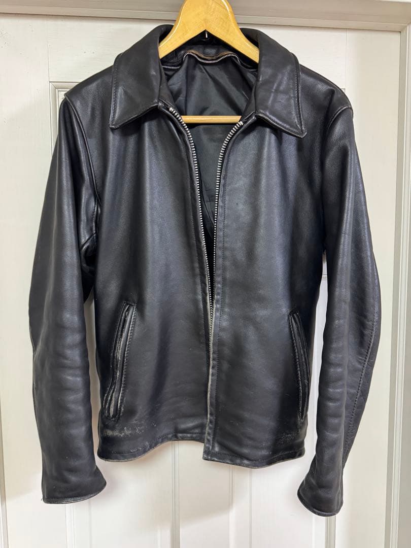 ショット　Schott ブラックレザーシングルライダースジャケット　36 M相当 楽天市場】Schott ショット シングル ライダースジャケット 641