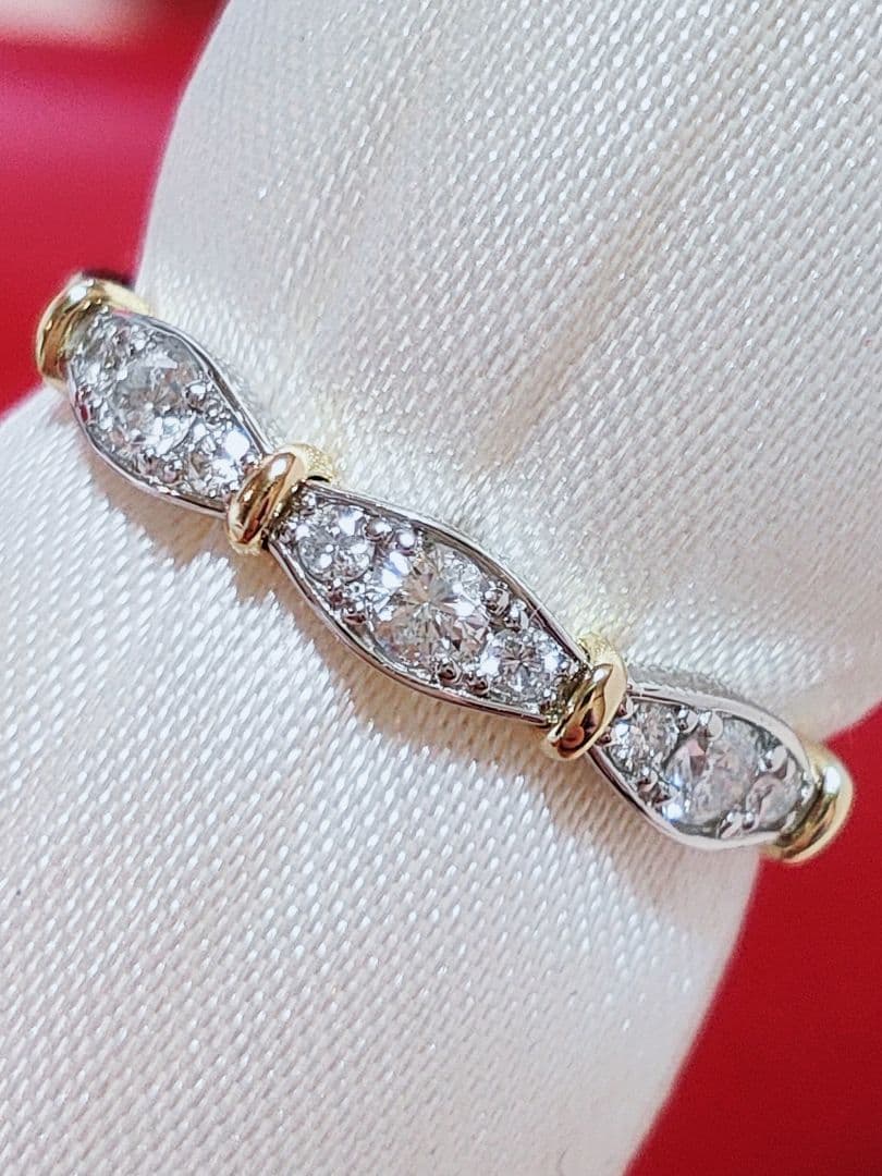 新入荷 未使用品 k18 pt950 ダイヤモンド 0.20ct リング