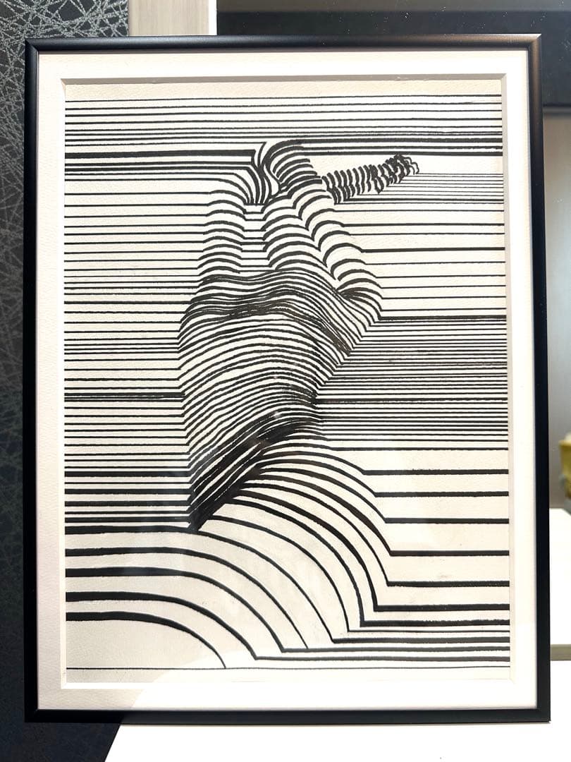 現代アート StripeBady ストライプデッサン画　おしゃれ絵画 一点物