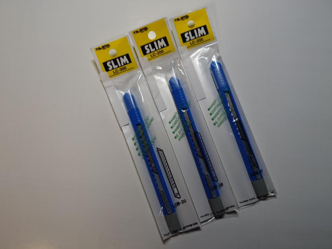 タジマ カッターナイフ スリム LC-200 青色　3本組