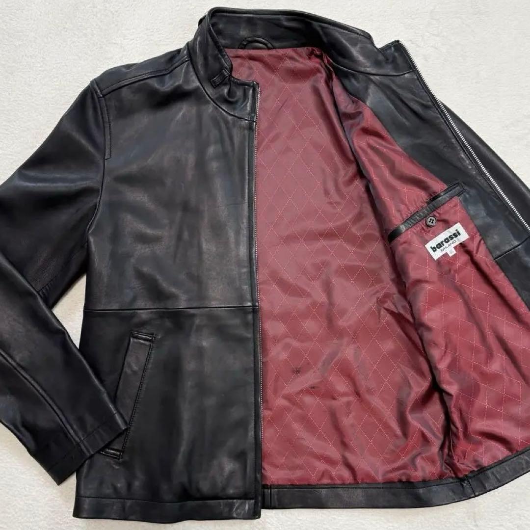 極美品 バラシ レザージャケット シングルライダース ラムレザー ブラック