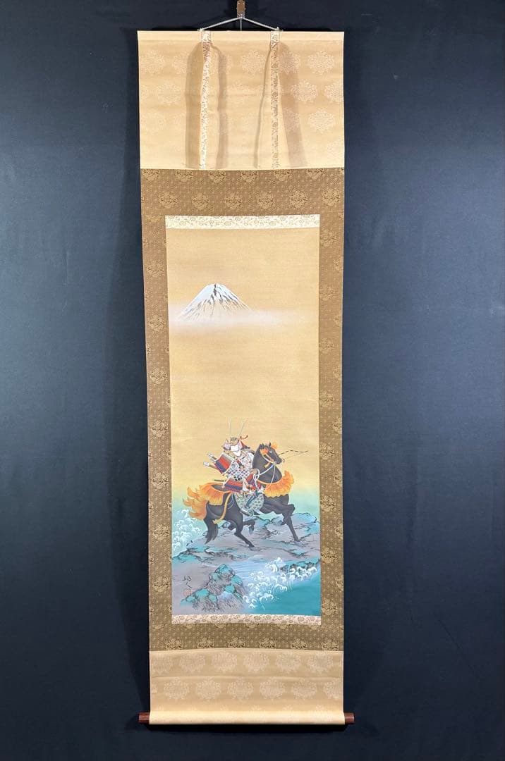 K85 山田邦人 「武者図」 掛軸 日本画 絹本 共箱 - メルカリ