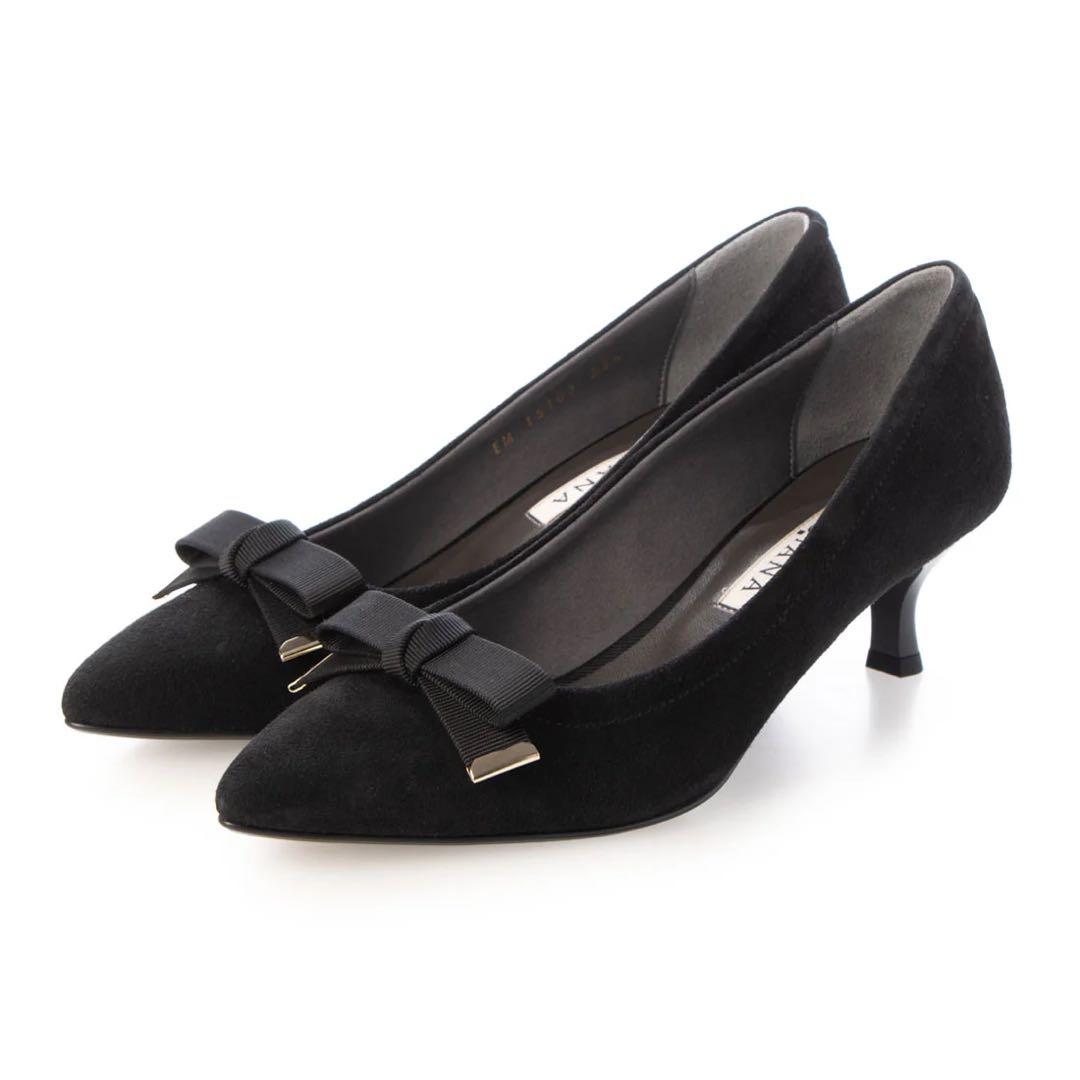 DIANA ダイアナ ブラックポインテッドトゥハイヒール リボン 23センチ