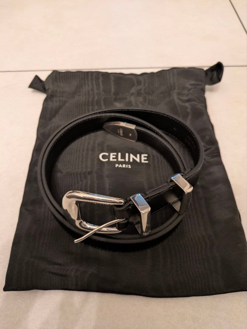 CELINE ウエスタンベルト サイズ90　黒 中古・古着通販】CELINE (セリーヌ) レザーベルト ブラック サイズ