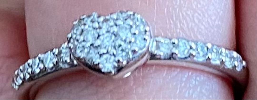 ポンテヴェキオ ダイヤ0.25ct ハート リング K18WG 1.5cm 7号