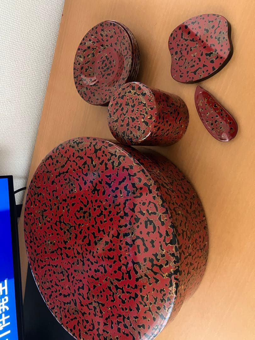 津軽塗り　54 漆器 5点セット 赤黒模様 銘々皿 5寸/七々子塗 | 津軽塗 小林漆器のネット通販