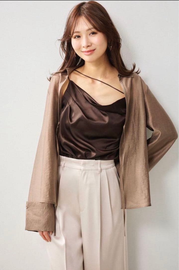 【完売品】aimeine カップインドレープサテンキャミソール ブラウン