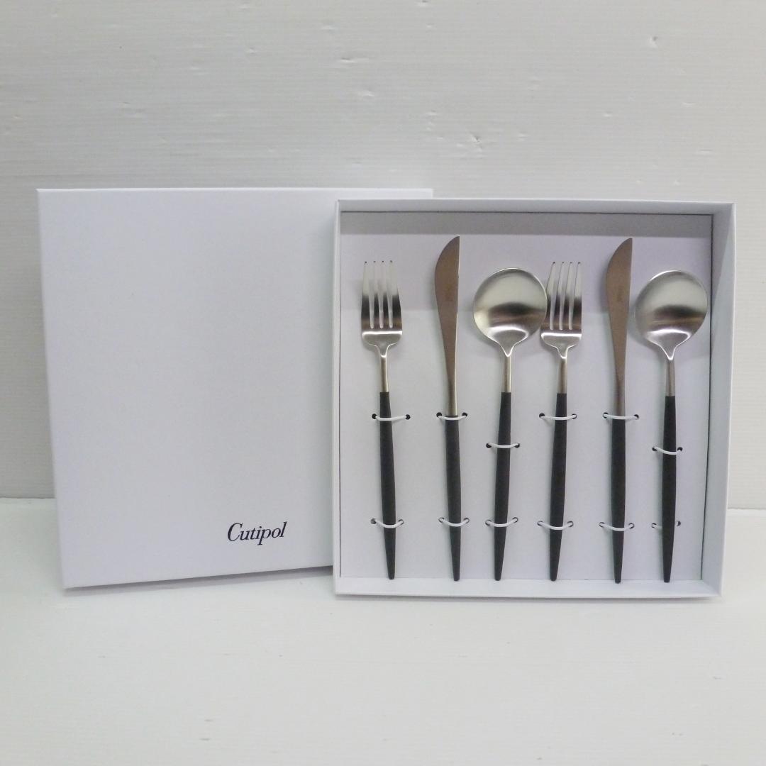 Cutipol クチポール GOA シルバー×ブラック ディナー 6本セット ② クチポール GOA ディナー 6本 ギフトセット ブラックシルバー 黒化粧箱
