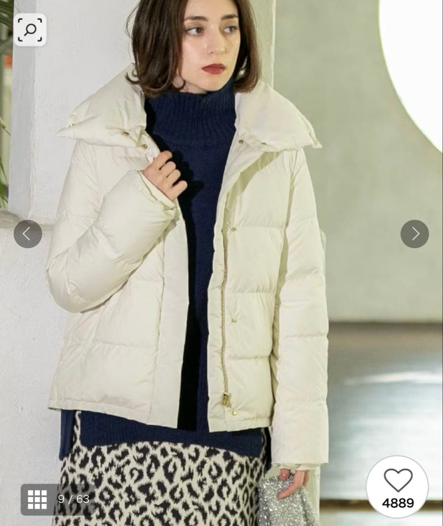 ホワイト ダウンジャケット OPAQUE.CLIP (オペークドットクリップ