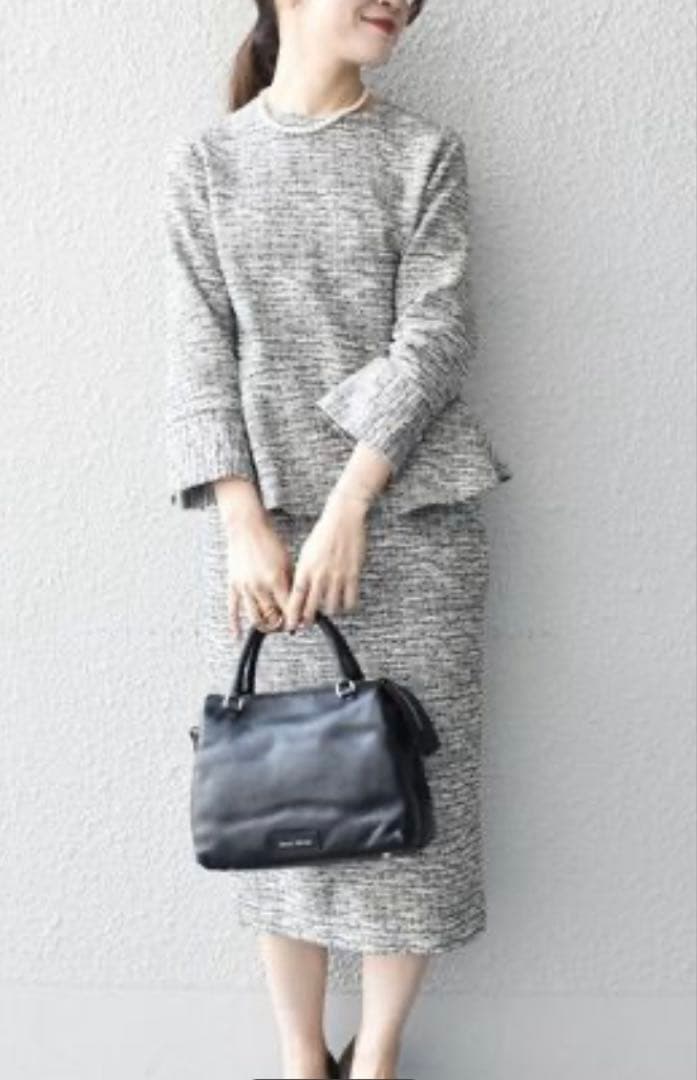 ツイードペプラムプルオーバー　スカート セットアップ　M