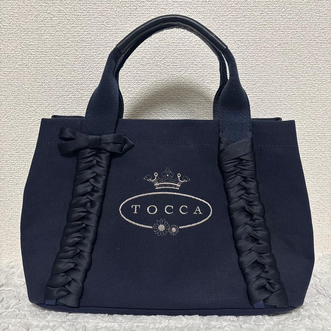 TOCCA トッカ トートバッグ ネイビー リボン - メルカリ