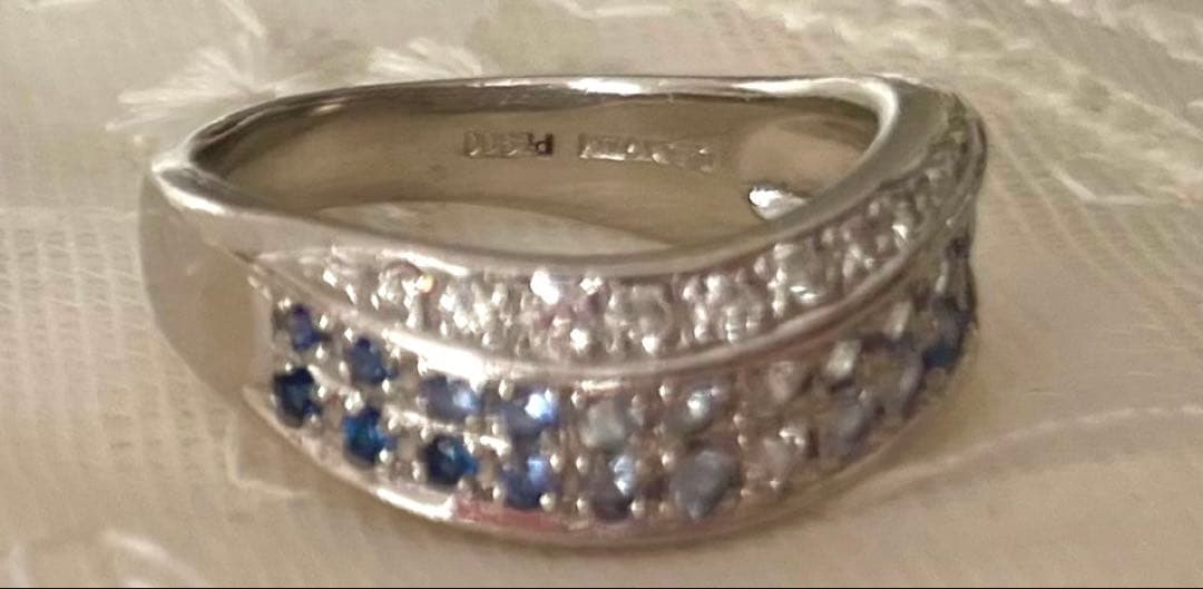 ランバン LANVIN サファイア・ダイヤリング15号 Pt900