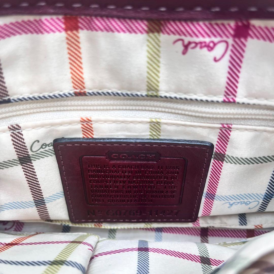 極美品 COACHコーチ オールドコーチ ワンショルダーバッグ ボルドー