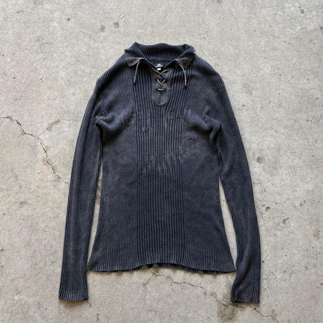 00s Versace lace-up rib knit archive y2k - メルカリ