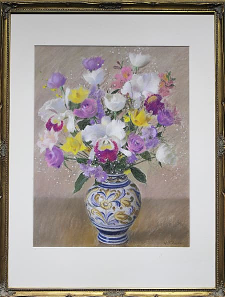 徳田宏行【花瓶の花】 パステル 10号