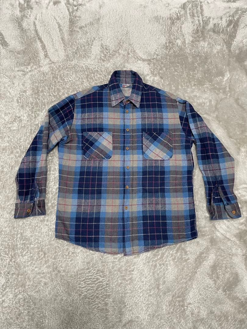 大人気　80s BIG MAC ブルーベース　ネルシャツ L