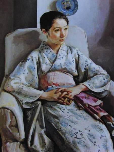 小磯良平、【T嬢の像】、希少な限定額装用画集画、新品高級額 額装付