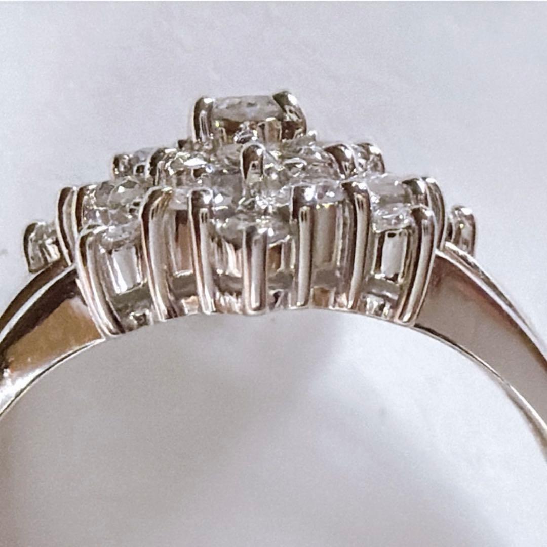 【5235】 天然ダイヤモンド 0.5ct プラチナ フラワー 9.5〜10号