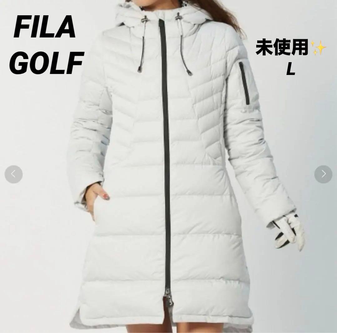 未使用✨FILAGOLFライトグレー ロングダウンジャケット L タイトフィット