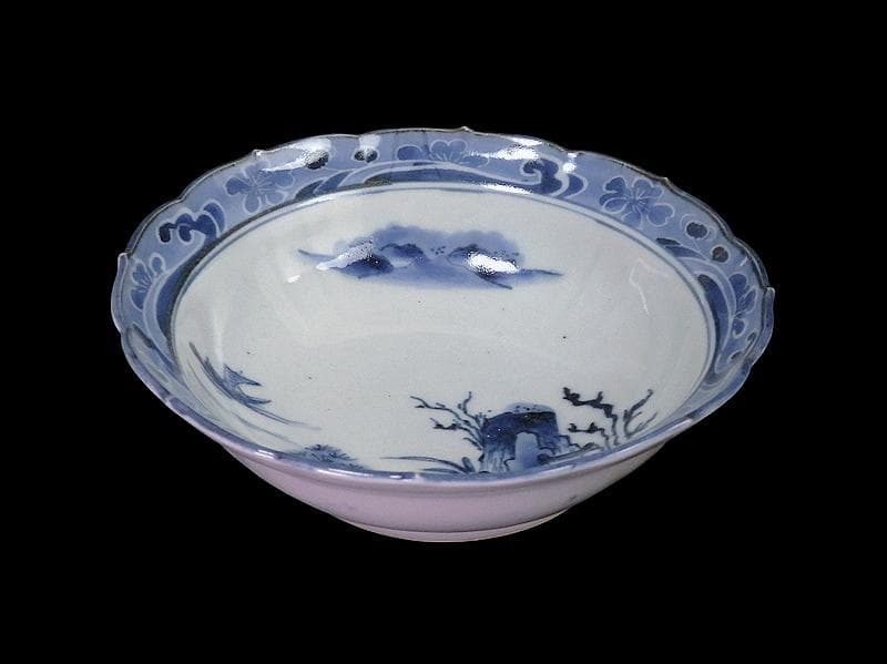 古伊万里 染付 墨弾 桜花に波 楼閣山水図 膾皿 5客 A634AS-CVz - メルカリ